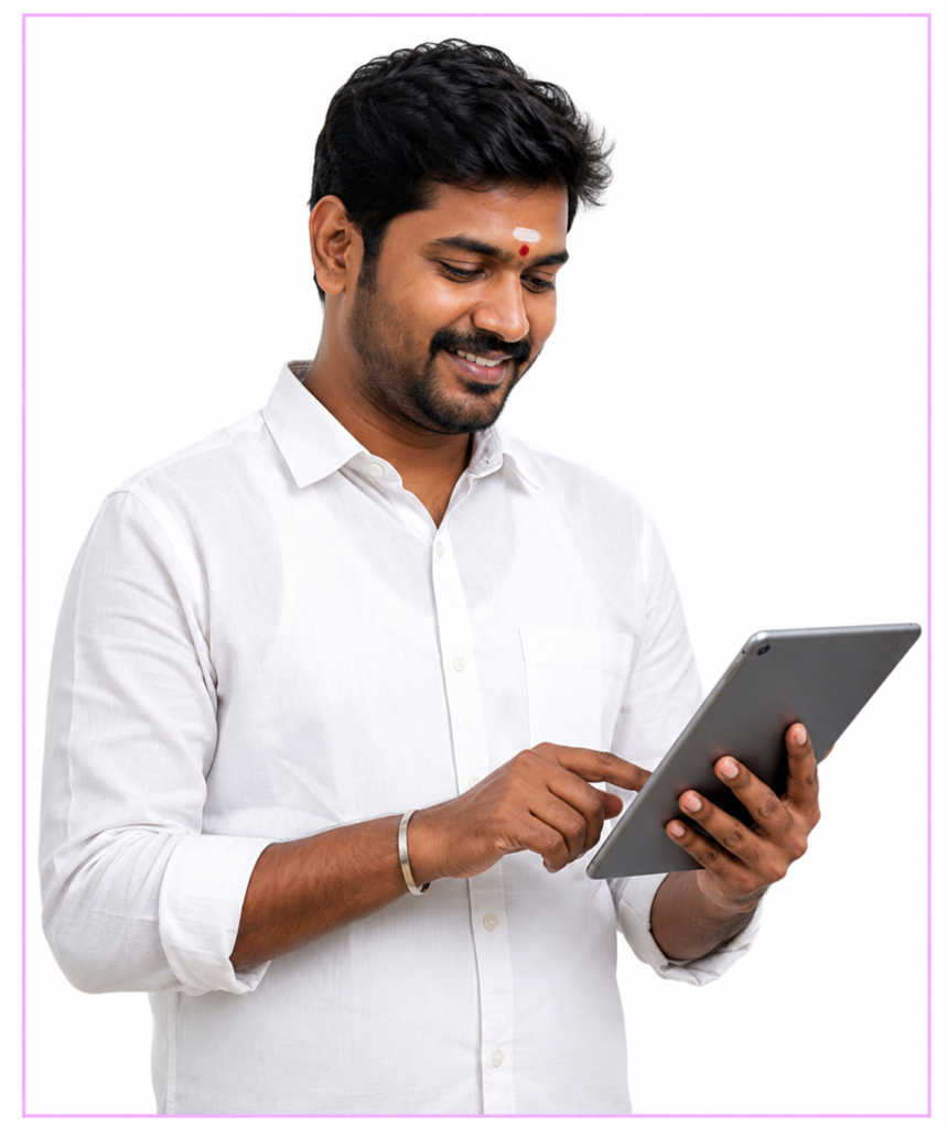 Happy customer sharing a positive review after using Manju Cabs for safe and reliable taxi service.