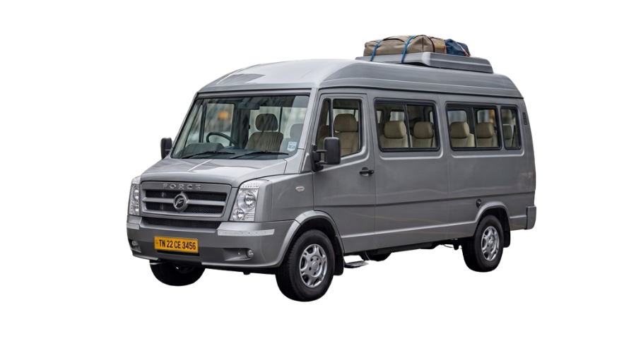 Tempo Traveller available for one-way and round-trip outstation travel with Manju Cabs for family tours, group trips, corporate travel, and temple tours across South India.