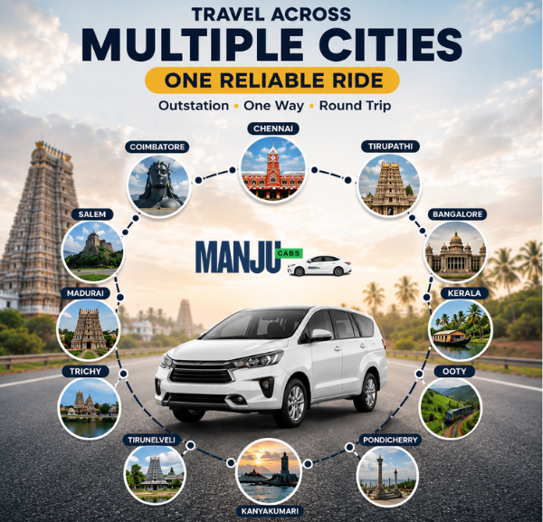 Multi City Outstation Cab Service from Manju Cabs